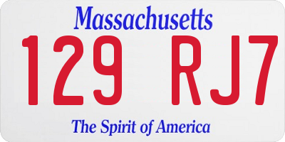 MA license plate 129RJ7