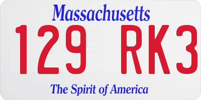 MA license plate 129RK3