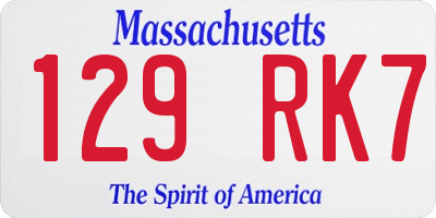 MA license plate 129RK7