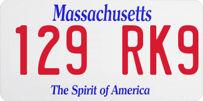 MA license plate 129RK9