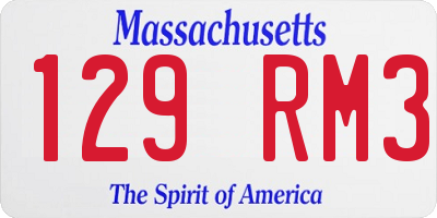 MA license plate 129RM3