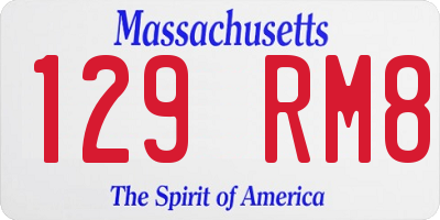 MA license plate 129RM8