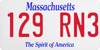 MA license plate 129RN3