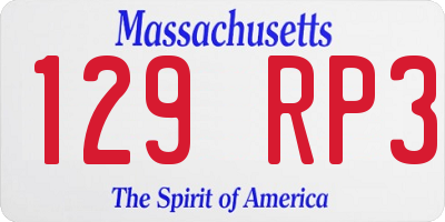 MA license plate 129RP3