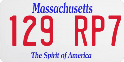 MA license plate 129RP7