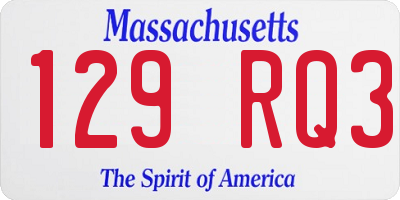 MA license plate 129RQ3