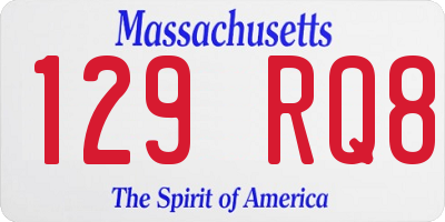 MA license plate 129RQ8