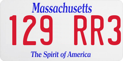 MA license plate 129RR3