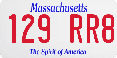MA license plate 129RR8