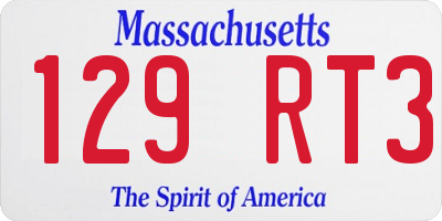 MA license plate 129RT3