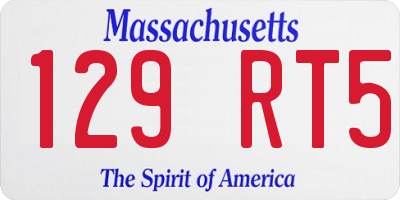 MA license plate 129RT5