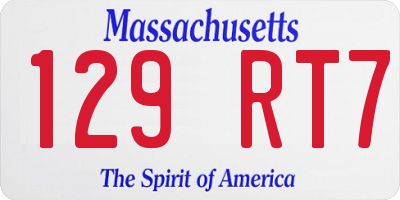 MA license plate 129RT7
