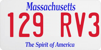 MA license plate 129RV3
