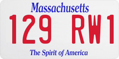MA license plate 129RW1