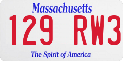 MA license plate 129RW3
