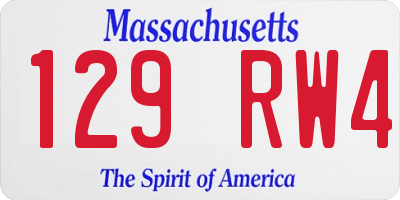 MA license plate 129RW4