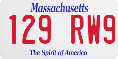 MA license plate 129RW9