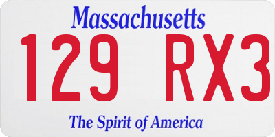 MA license plate 129RX3