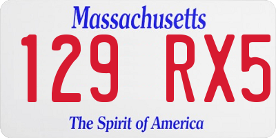 MA license plate 129RX5