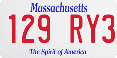 MA license plate 129RY3