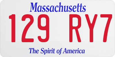 MA license plate 129RY7