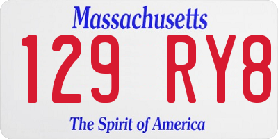 MA license plate 129RY8
