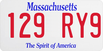 MA license plate 129RY9