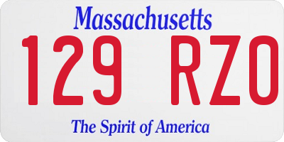MA license plate 129RZ0