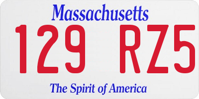 MA license plate 129RZ5