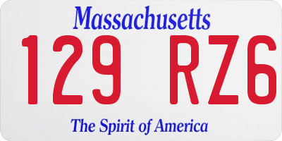 MA license plate 129RZ6