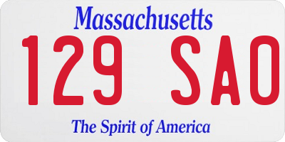 MA license plate 129SA0