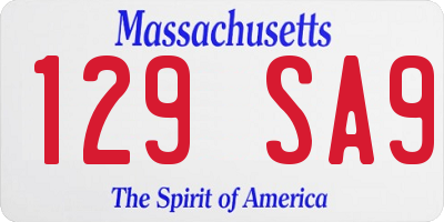 MA license plate 129SA9
