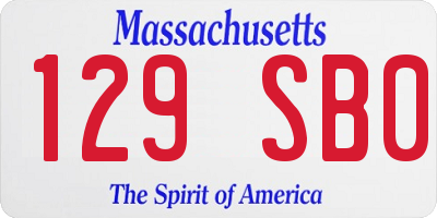 MA license plate 129SB0