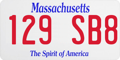 MA license plate 129SB8