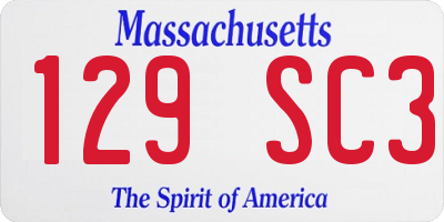MA license plate 129SC3
