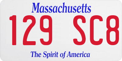 MA license plate 129SC8