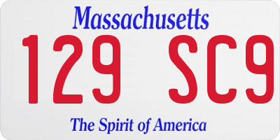 MA license plate 129SC9