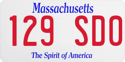 MA license plate 129SD0