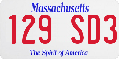 MA license plate 129SD3
