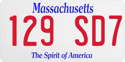 MA license plate 129SD7