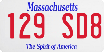 MA license plate 129SD8
