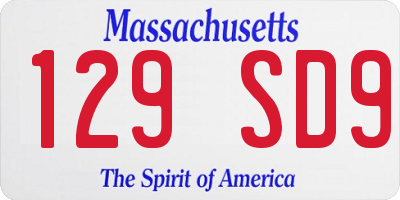 MA license plate 129SD9