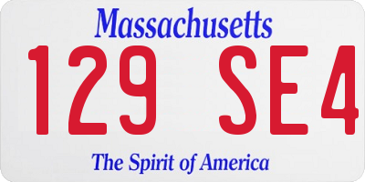MA license plate 129SE4