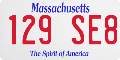 MA license plate 129SE8