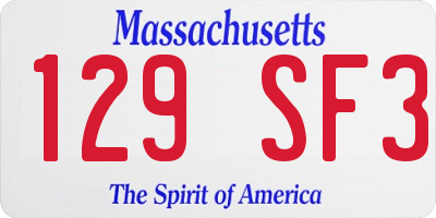 MA license plate 129SF3