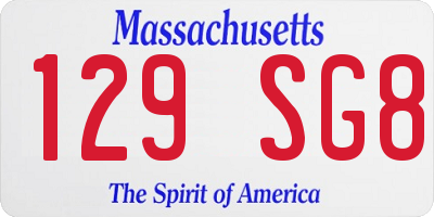 MA license plate 129SG8