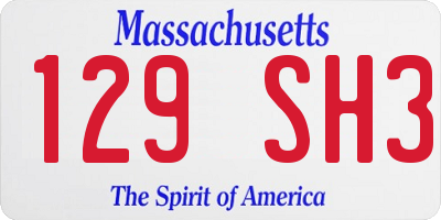 MA license plate 129SH3