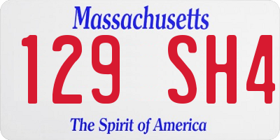 MA license plate 129SH4