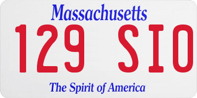 MA license plate 129SI0