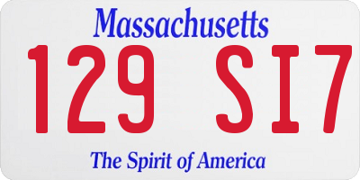 MA license plate 129SI7